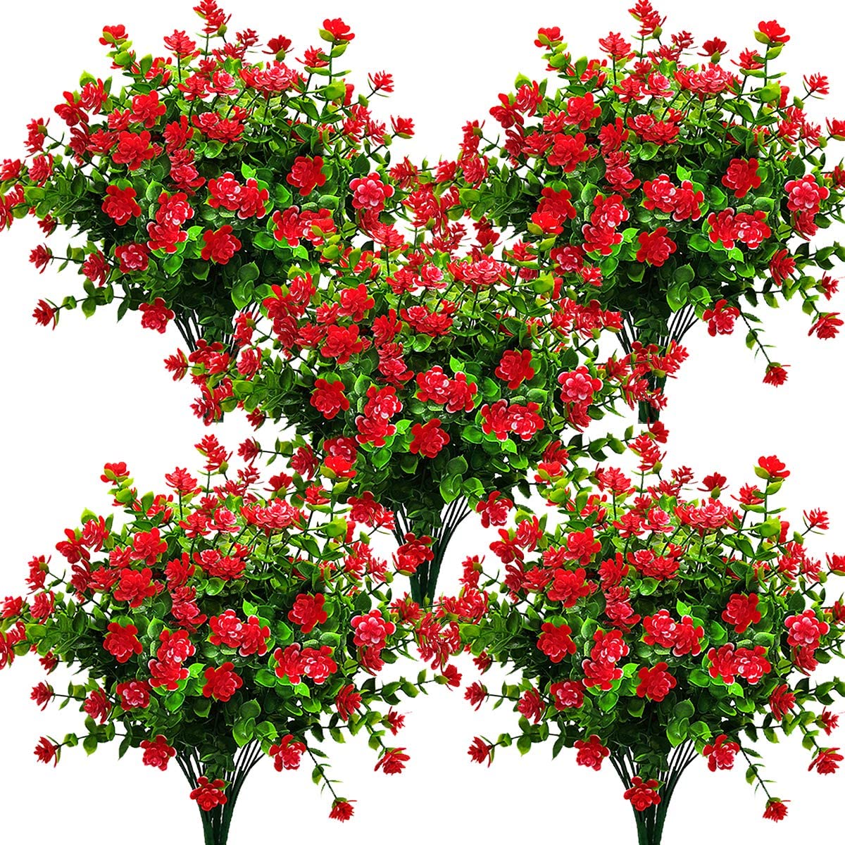 Fake Artificial Flowers Outdoor for Decoration UV Resistant No Fade Faux Plastic Plants Garden Porch Window Kitchen Office Table