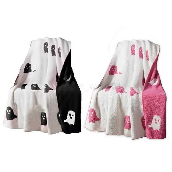Halloween blanket throw double-sided pink ghost blanket autumn flannel blanket used for beds sofas fuzzy blankets plush coversX240813
