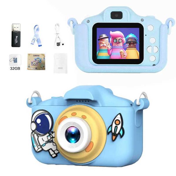 Toy Cameras Mini Cartoon Spaceman Camera 2 Inch HD Screen Educational Children Toys Portable Video Digital Camera SLR Camera For Kid GiftsL4