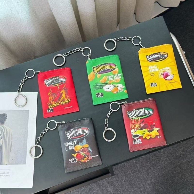 25ss Luxury Accessories Paris Design Potato Chip Bag Pendant Red Black Yellow Green Keychain Wallet Backpack Accessories Street Hip Hop