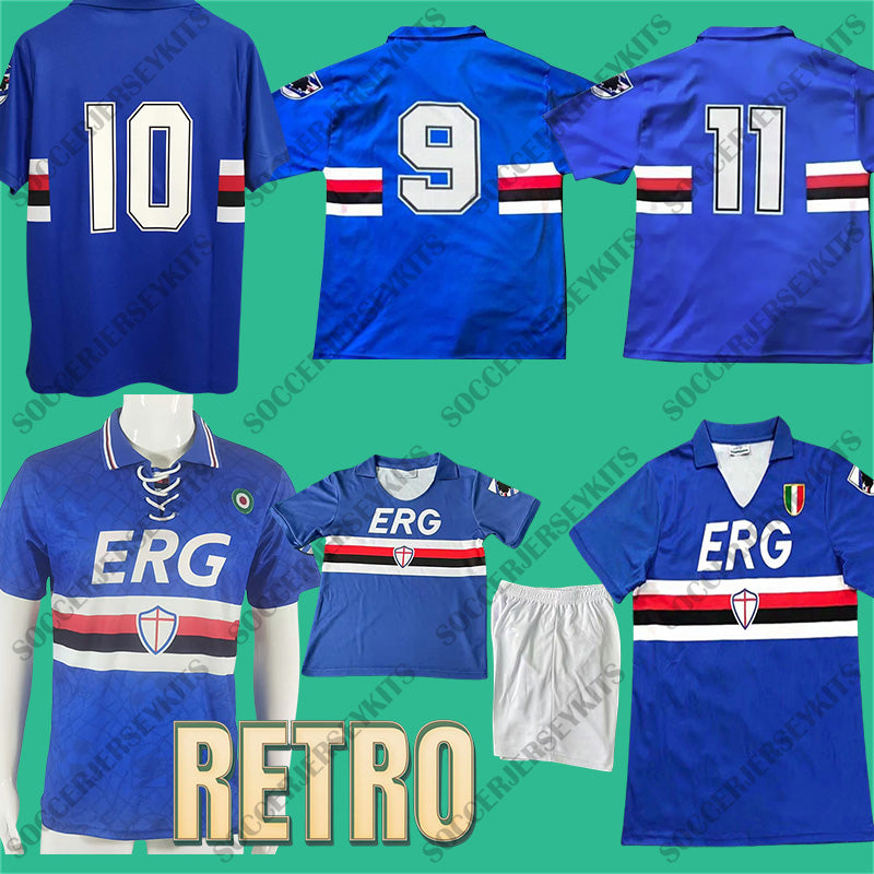 Retro Sampdoria 1990 1991 men kids kit soccer jerseys Lombardo Mancini classic football shirts vintage Vialli Maglia U.C. Sampdoria retro 90 91 jers