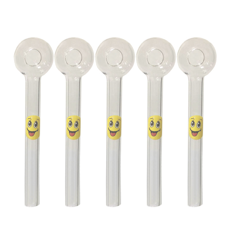 Smile Face Glass Smoking Oil Burner Pipes Smoke Straight Tube Pipe Water Hand Oil Bubbler Rig