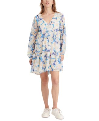 Imagine Printed Babydoll Dress In Lily Pond