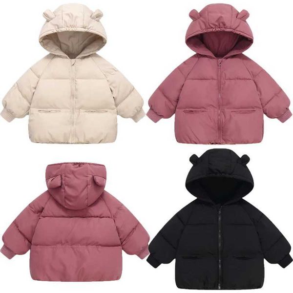 2 3 4 5 6 Years Thick Down Jackets Autumn Winter New Girls Boys Solid Color Hooded Coats Baby Kids Keep Warm Outerwear M240903