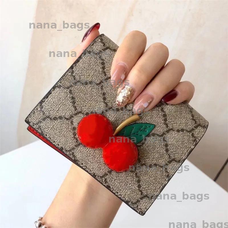 Women Cherry Strawberry Wallets Mens Card Holder Designer Wallet Mini Short Wallets Luxury Purse Holders Zipper Pocket Leather TOP 246253BF