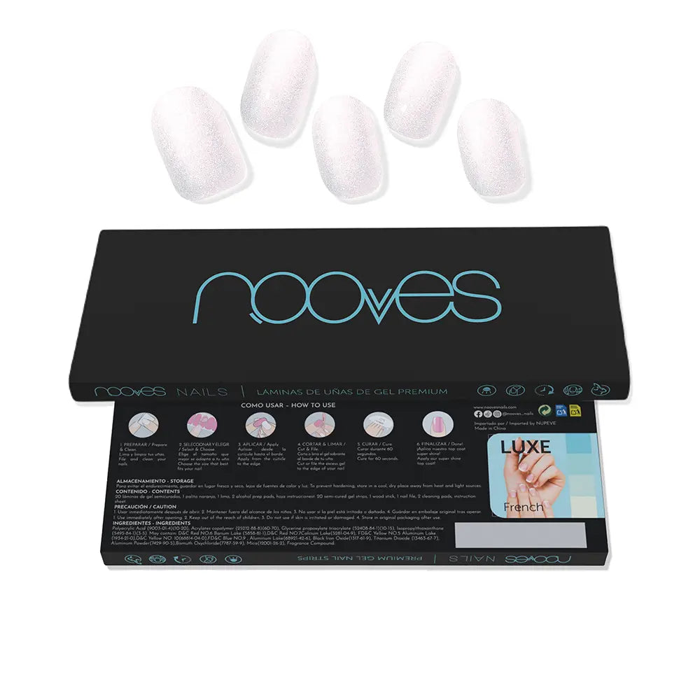 Nooves Premium Pearl Gel Nail Plates Luxe Cat Pearl White 20 U