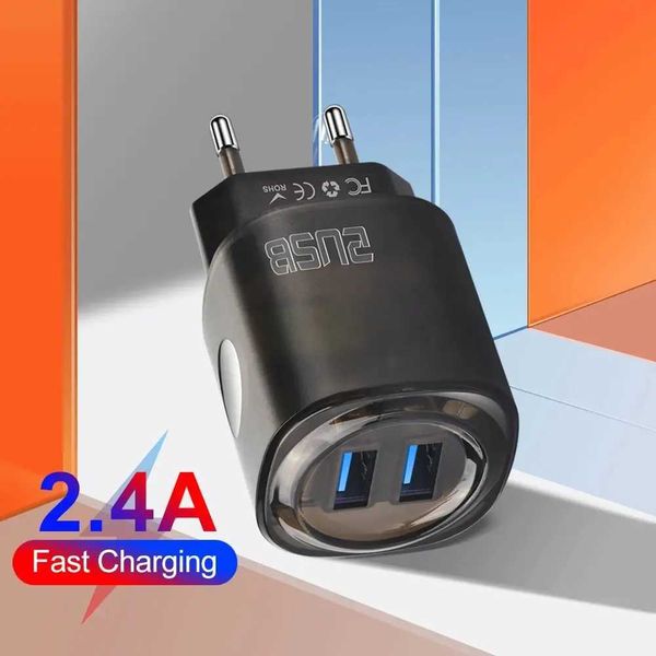 2.4A Dual USB Fast Charger Mobile Phone EU-US-UK Plug Wall Adapter Charging Travel Chargers ForXJ250207