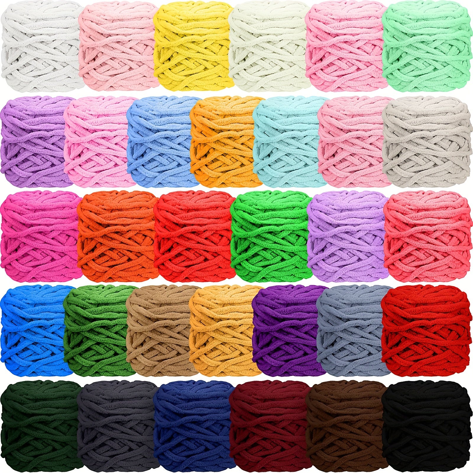 TEMU 32 Skeins Chunky Chenille Yarn For Crocheting, 1470 Yards Bulky Thick Fluffy Yarn Soft Yarn For Hand Knitting Blanket Crafts Project (stylish