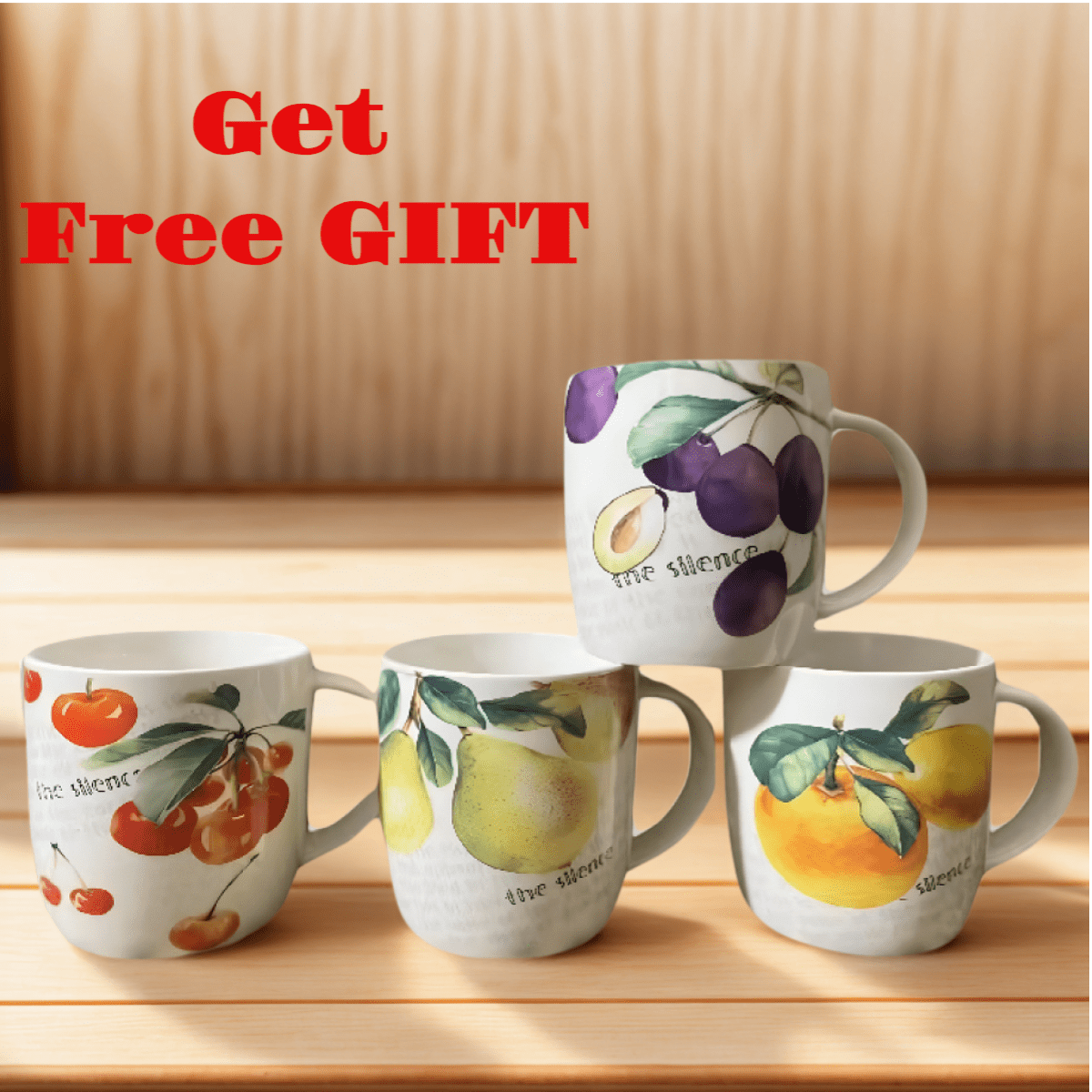 TEMU Free Gift With Purchase Set Of 4 Ceramic Coffee Mugs – Ceramic Cups For Coffee, Tea, & More – Microwave & Dishwasher Safe – Free Gift With