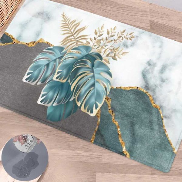 Tropical Marble Pattern Bath Mats Non-slip Carpet for Bathroom Toilet Super Absorbent Foot Rug Diatom Mud Home Area Decor RugsXJ240807