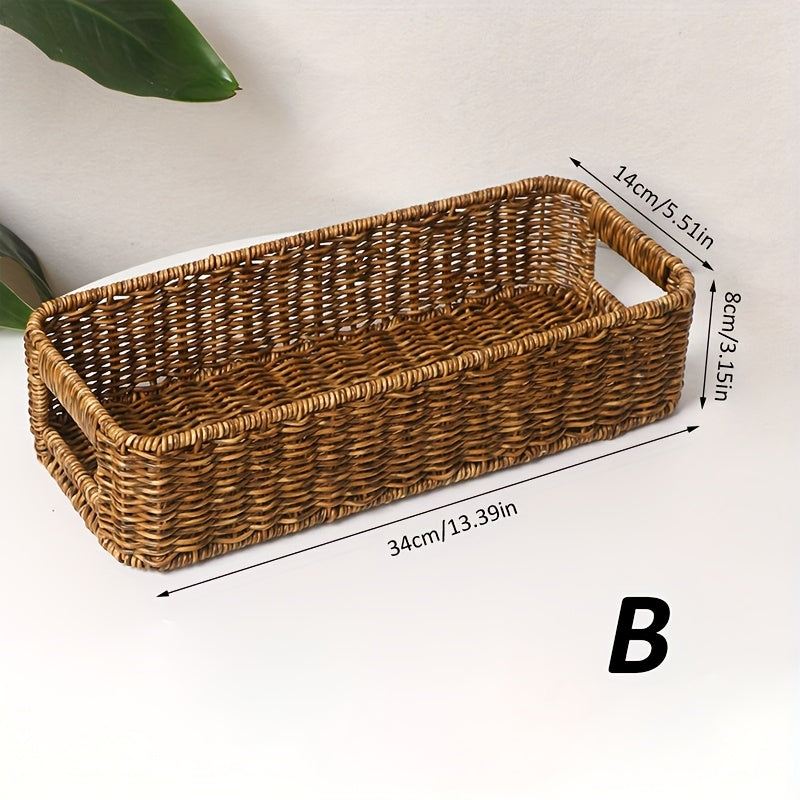 TEMU Versatile Rattan Woven Storage Basket - Toilet Paper, Desktop & Home Decor, Shelf Baskets