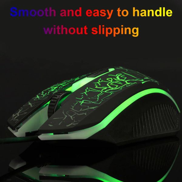 Keyboard Mouse Set Gaming Crack LED Backlight 104 Keys Wired Adjustable Keyboard Mice Kit D620 Set