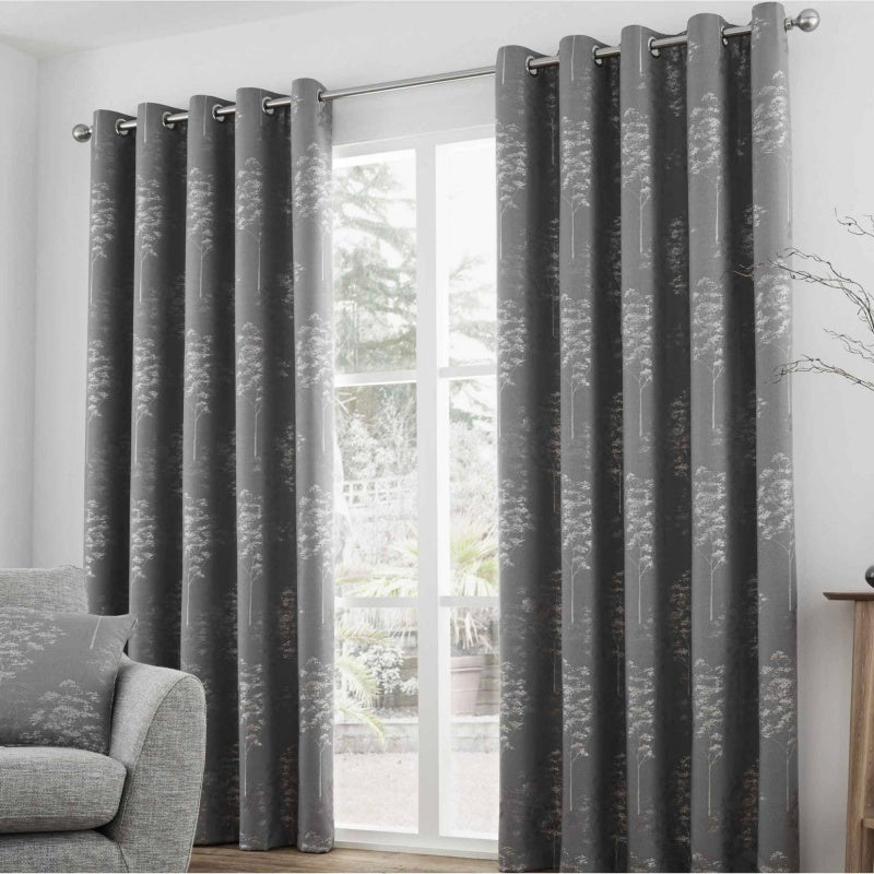 Curtina Elmwood Curtains - Graphite - 46x54 In Silver