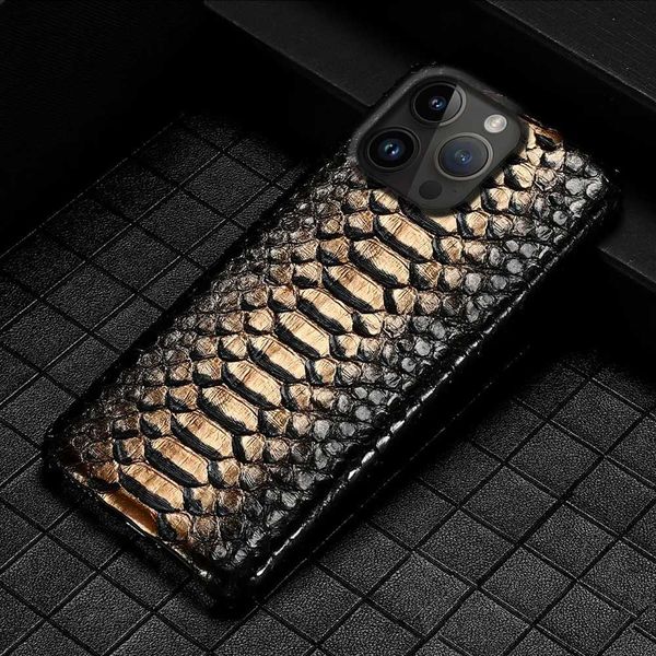 Cell Phone Cases Langsidi genuine leather Python phone case suitable for iPhone 16 15 14 13 Pro Max 12 Pro Max luxury snake skin cover J2409