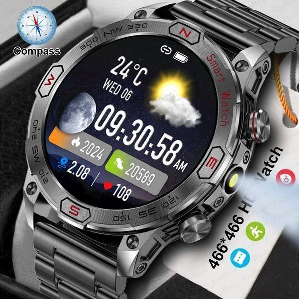 Smartwatch 1Atm impermeável ao ar livre Smartwatch Men 450 Mah Battery Compass Health Monitoring Chamando Smart Watch 2024 Novo Z241026