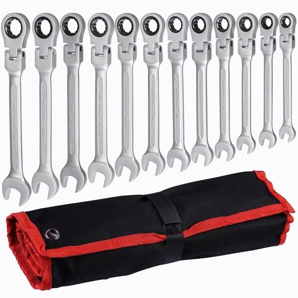 Screwdrivers Flex Head Ratcheting Wrench Set Combination Ended Spanner kits Chrome Vanadium Steel Hand Tools Socket Key Ratchet Wrench set 2
