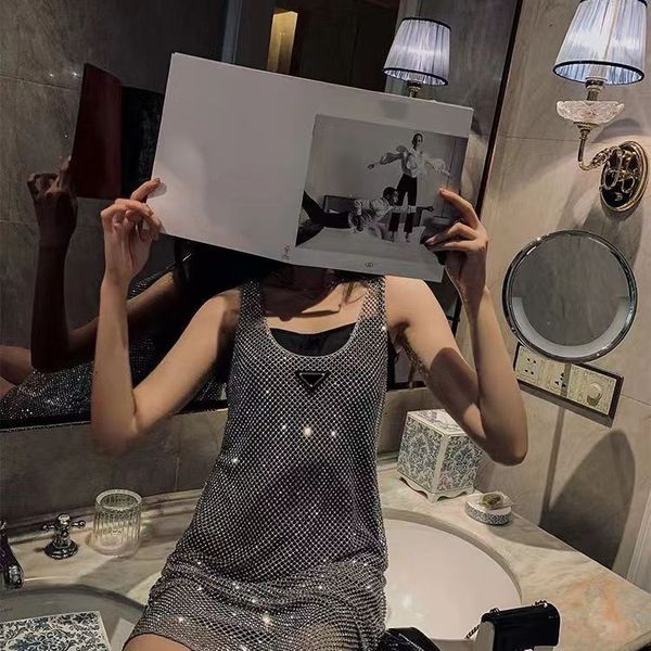 5AAA Womens Dresses Sleeveless Beach Hollow Out Dress Designer Vest Shirts Long Tops Tanks Shirts Mesh Skirts Woman Slim Summer Dress S-XL