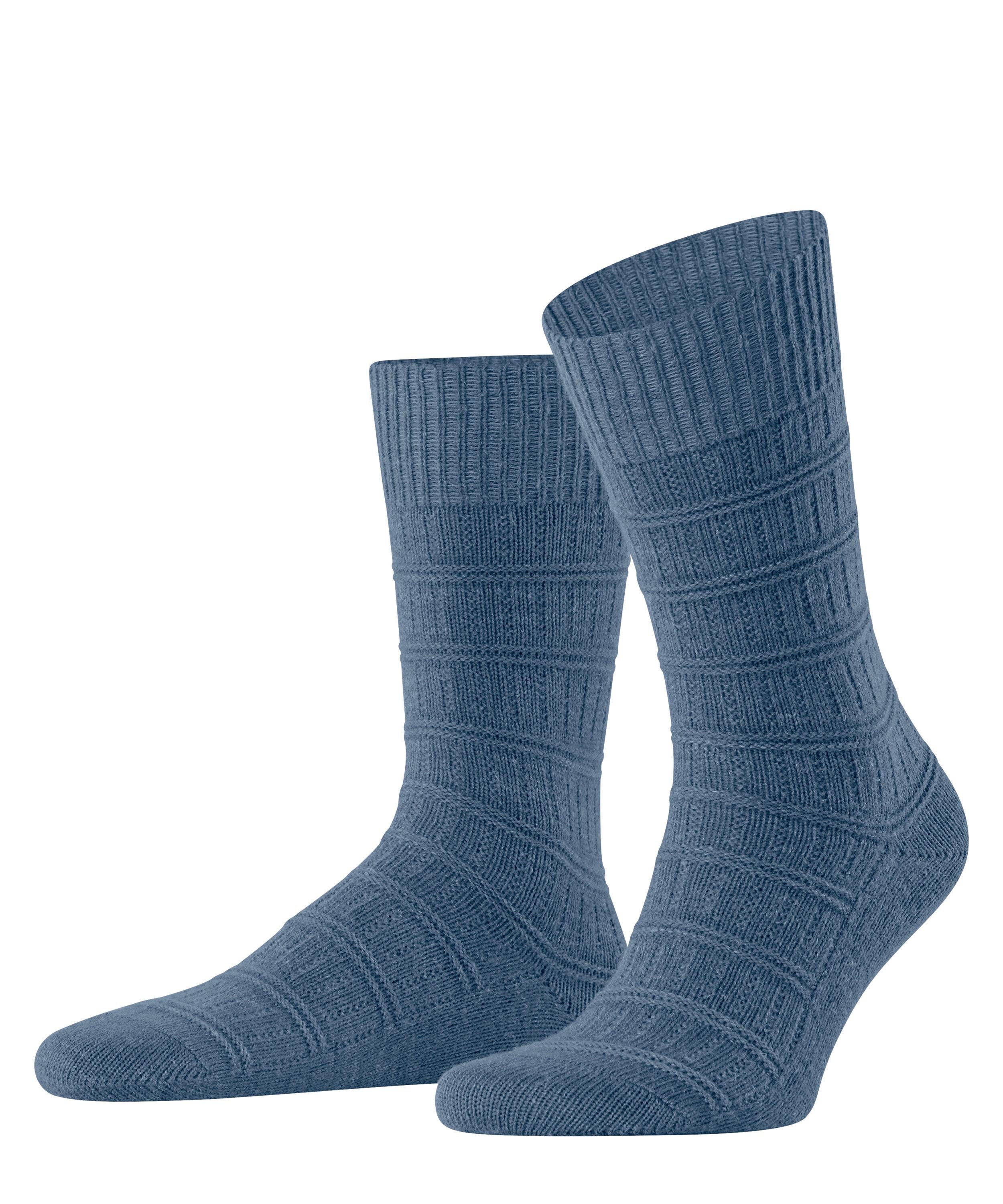 FALKE Link Attire Men Socks, 9.5-12, Blue, Structure,Stripes, Wool