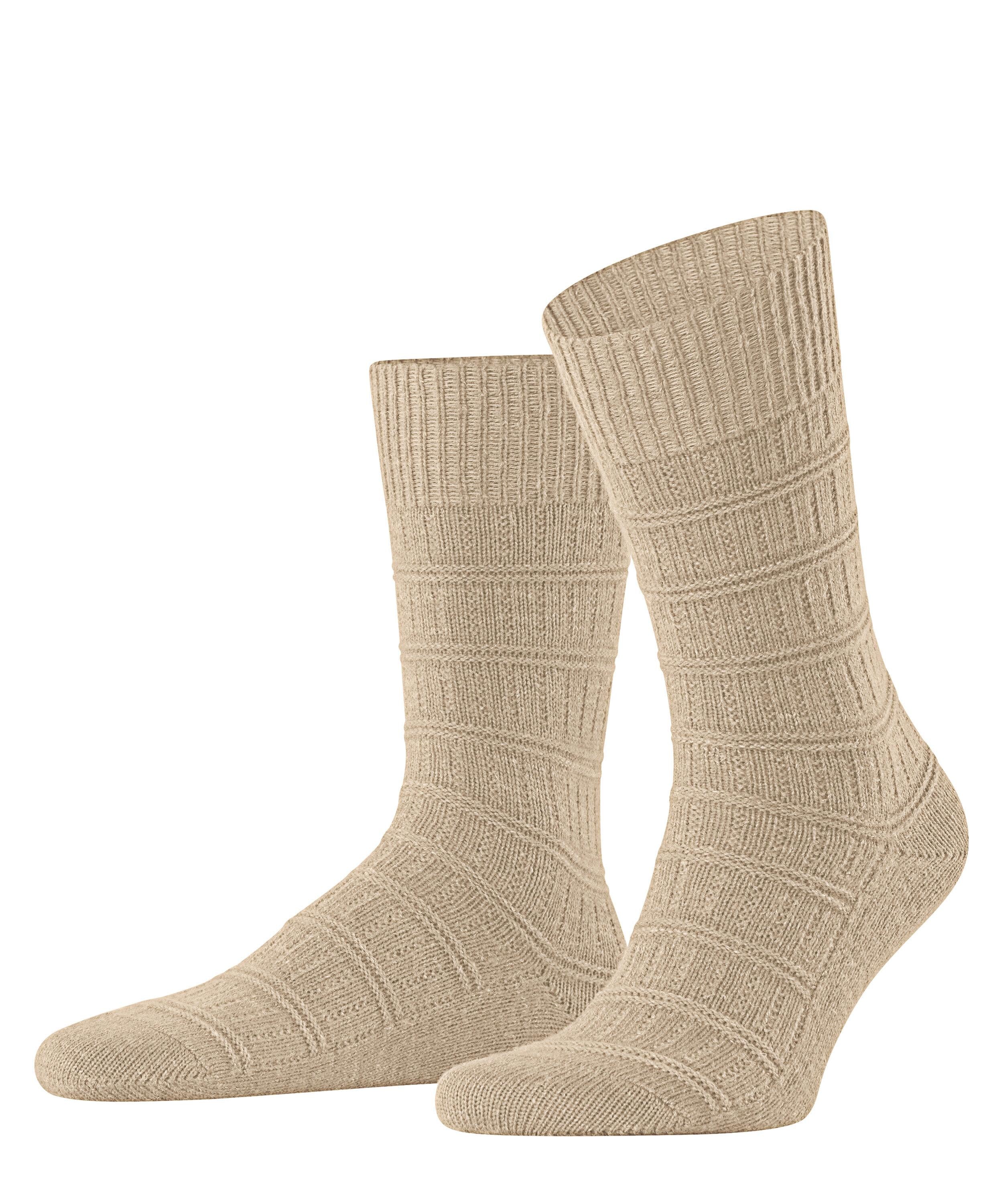 FALKE Link Attire Men Socks, 6.5-9, Beige, Structure,Stripes, Wool