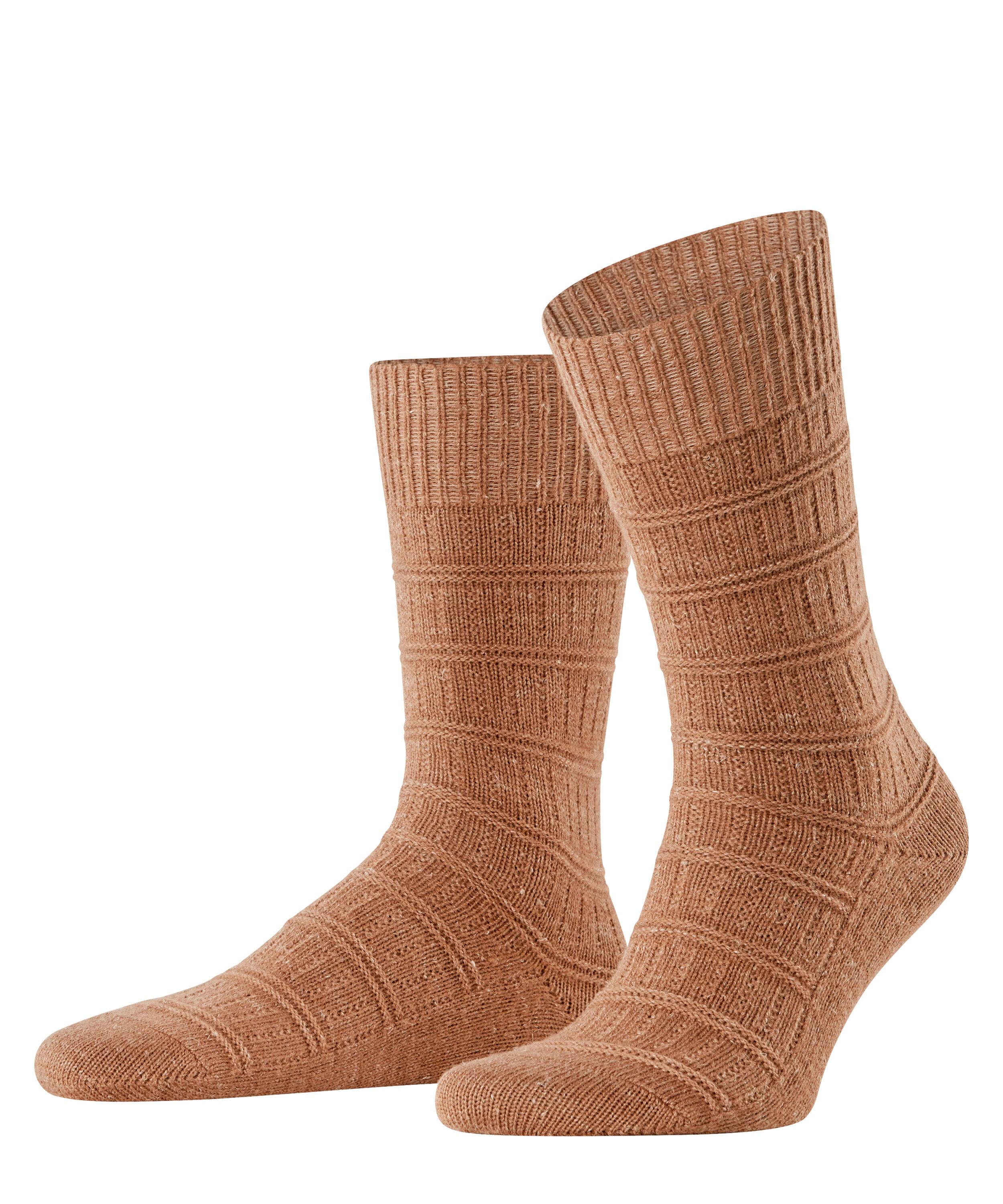 FALKE Link Attire Men Socks, 9.5-12, Brown, Structure,Stripes, Wool