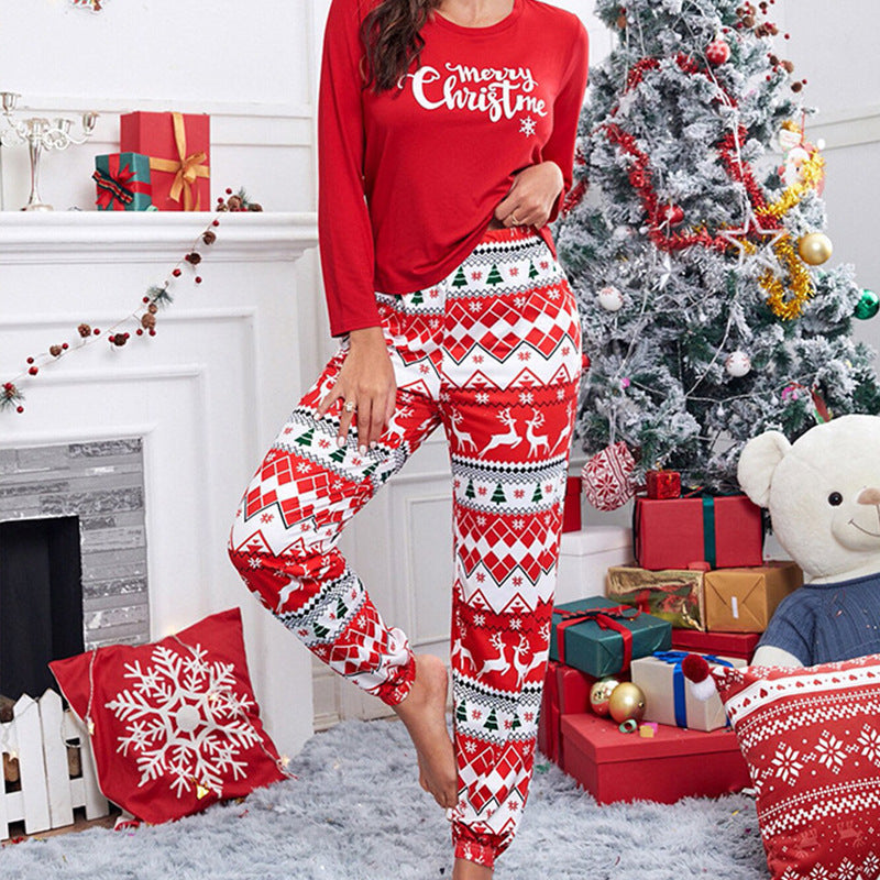 Christmas home outfit, women&#039;s sleepwear long sleeved set, casual and fashionable sleepwear, loose lace up, camouflage color printing