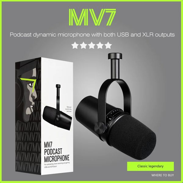 Microphones USB Podcast All Metal USB XLR Dynamic Microphone MIC MV7 for Podcasting Recording Live Streaming Gaming 231117
