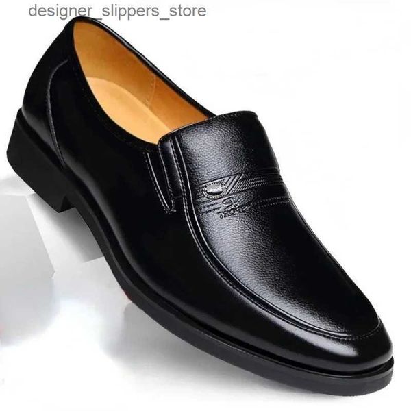 Dress Shoes Leather Mens Formal Shoes Luxury Brand 2023 Mens Loafers Dress Moccasins Breathable Smooth Black Driving Shoes Plus Size 38-44 Q
