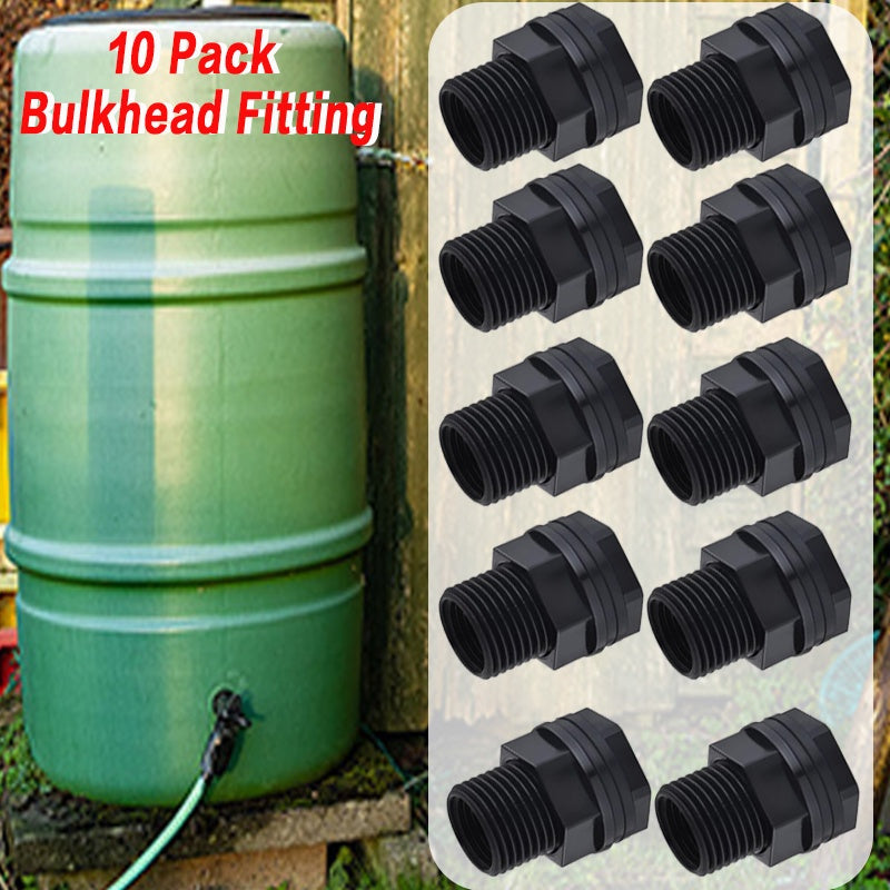 TEMU 10pcs Garden Hose Bulkhead Fittings - 3-4" Ght External 1-2" Npt Internal, Dual-head Connectors For Rain Barrels, Aquariums, Water Tanks & -