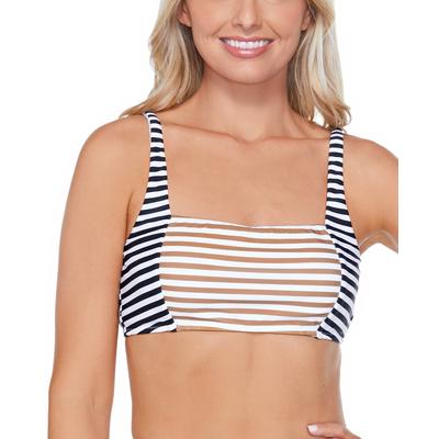 Salt Striped Bikini Top In White-tan Striped
