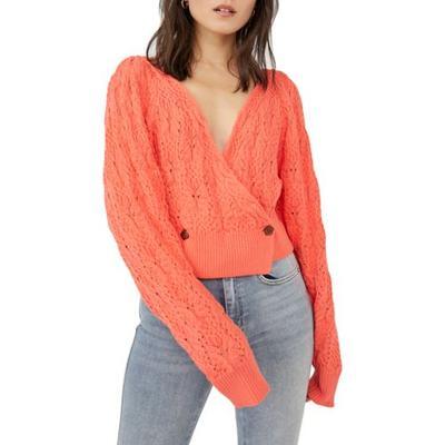 Olive You Cable Wrap Cardigan In Lipgloss - M