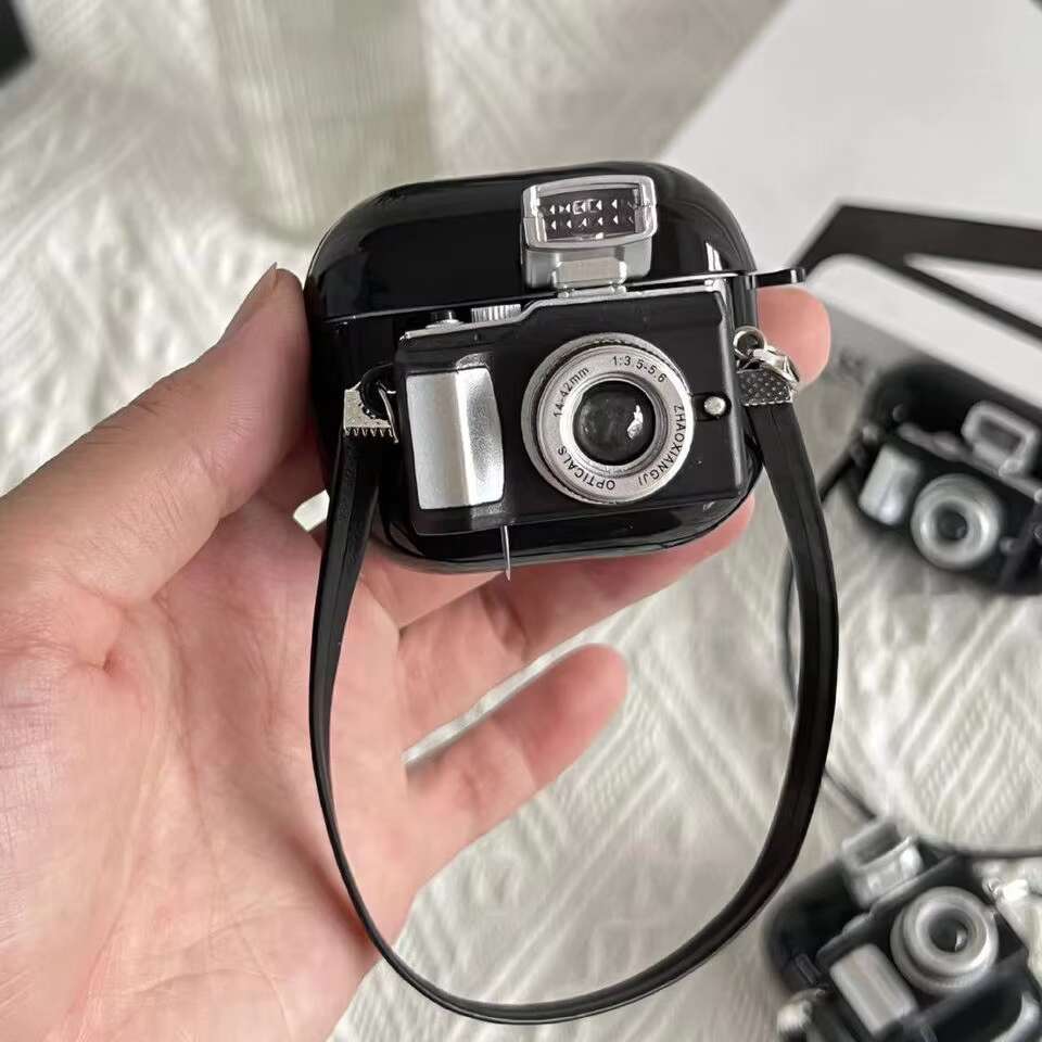 Retro Mini Camera Toys W-Strap Leather Soft Tpu Gel Silicone Headphone Earphone Accessories Case Cover for 12 3 Pro