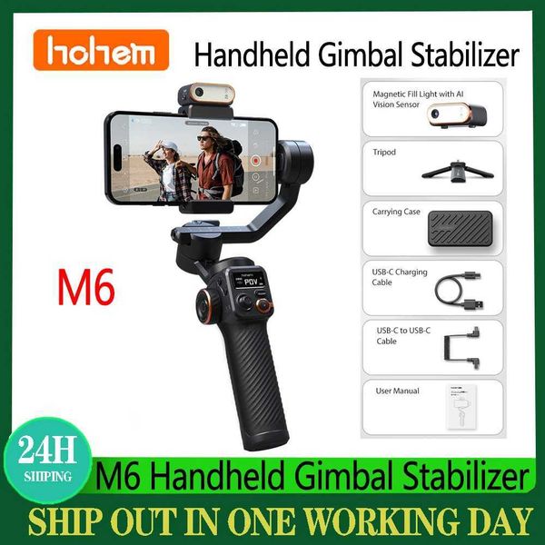 Hohem iSteady M6 Handheld Gimbal stabilizer Selfie Tripod 3-Axis rotation With lighting Phone Stabilizer for All Smartphones Y240813