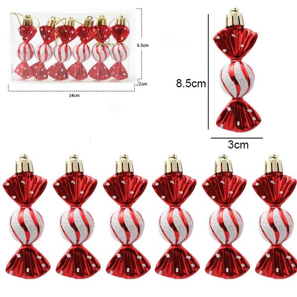 Christmas Decorations Noel 6pcsbox Candy Crutch Icicle Tree DIY Ornaments Year Xmas Gifts Decoration for Home Navidad 2023 231115