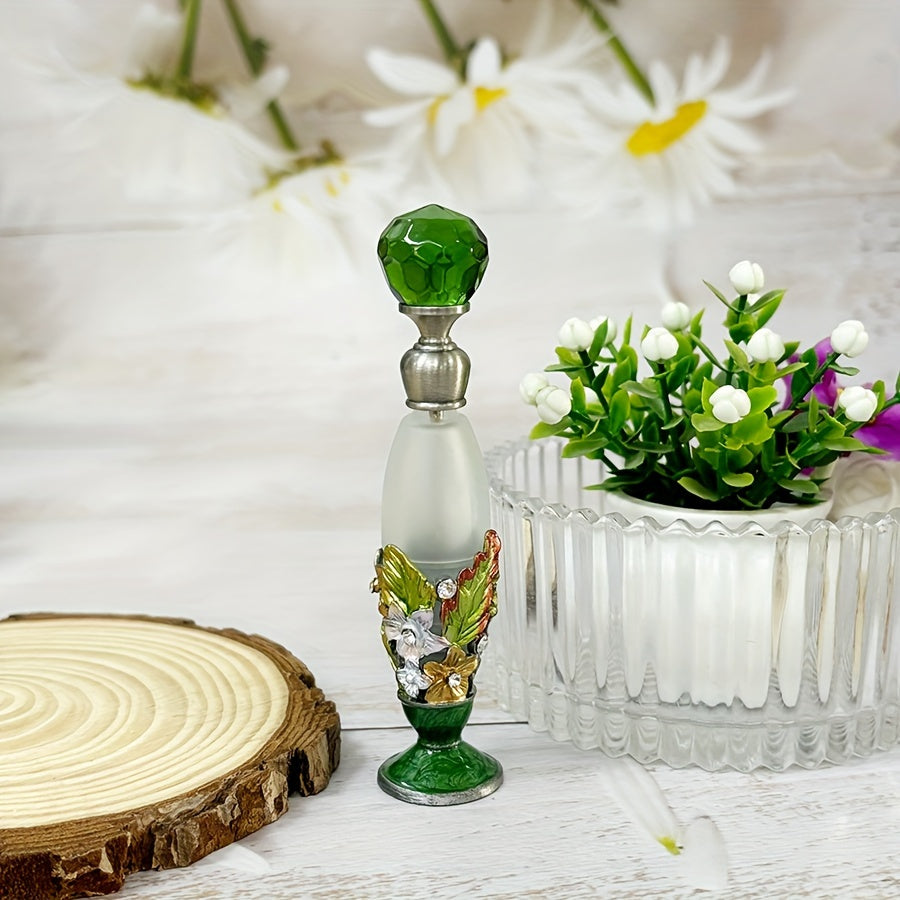TEMU 1pc Vintage Arabic Perfume Bottle - Elegant Decorative Vase With Green & Lid, 6ml Retro For Home & Travel Organizer For Women, Girls, For Home