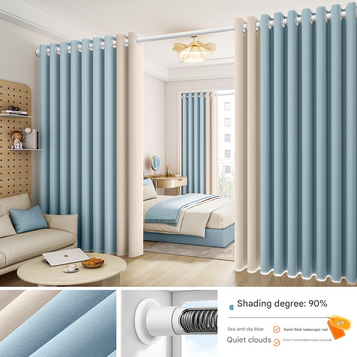 YL-36715 living room to bedroom air conditioning partition curtain blocking curtain curtain punch-free partition rental room door curtain screen