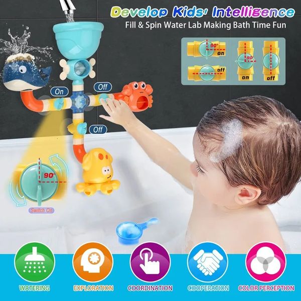 Baby Bath Toys Bathtub DIY Pipes Tubes Bath Time Water Game Spray Swimming Bathroom Toys for Kids Gifts Birthday Gift 241204