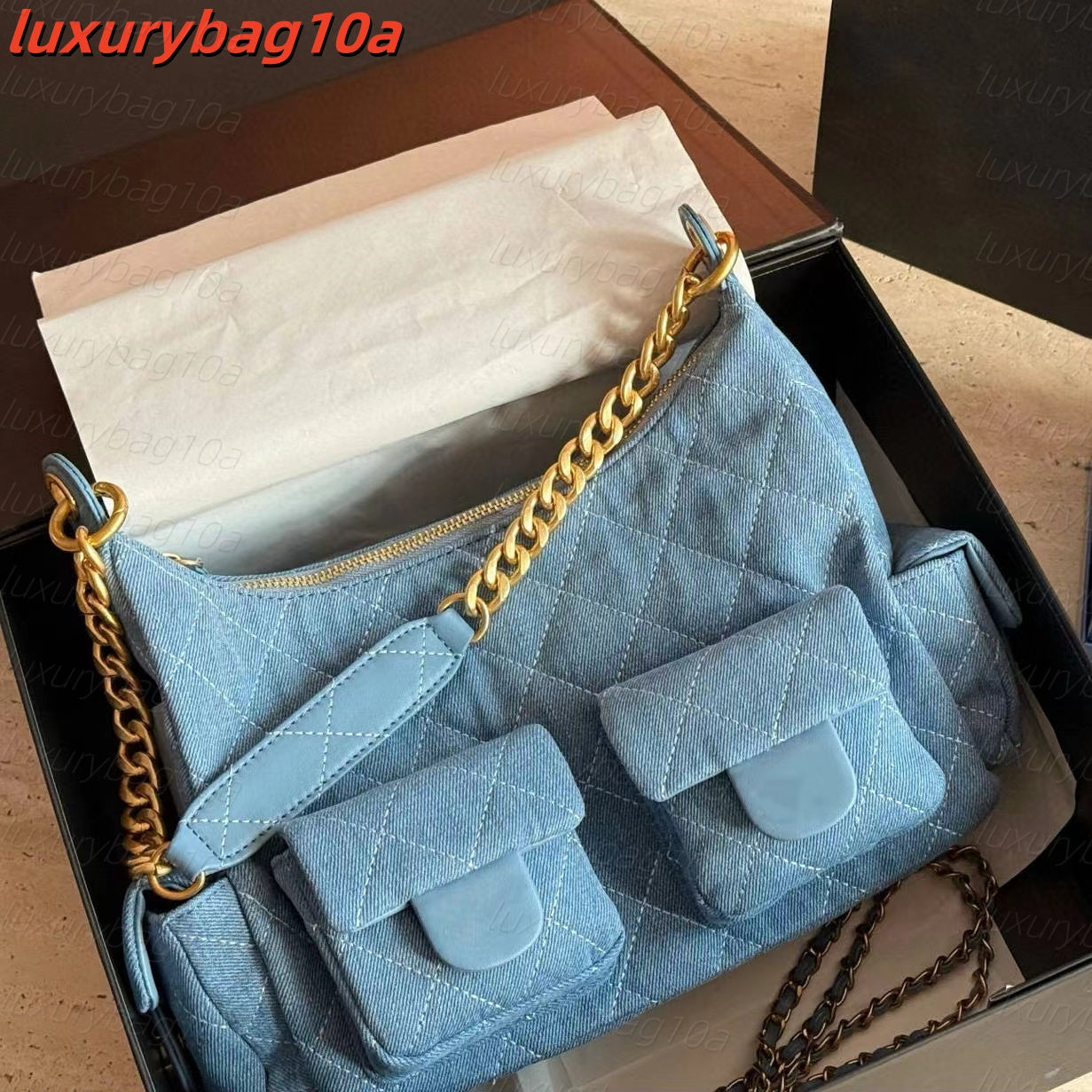 Top quality Denim Bag Designer 25c Hobo Underarm Shoulder Bag for women with Thick Chain Strap Luxury Handbag Crossbody Bag Tote Bags Purse