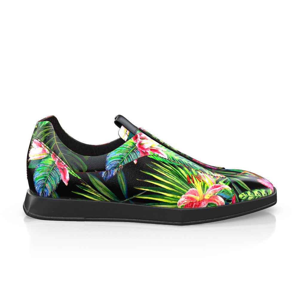 Baskets plates à enfiler Slippers Bout carré Homme Faites main en Italie en Cuir Paradis Imprimé - Sur Mesure, Enfiler - GIROTTI