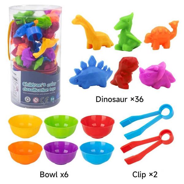 Montessori materials rainbow counting mathematical toys animals dinosaurs color sorting matching games childrens educational sensory toys W2