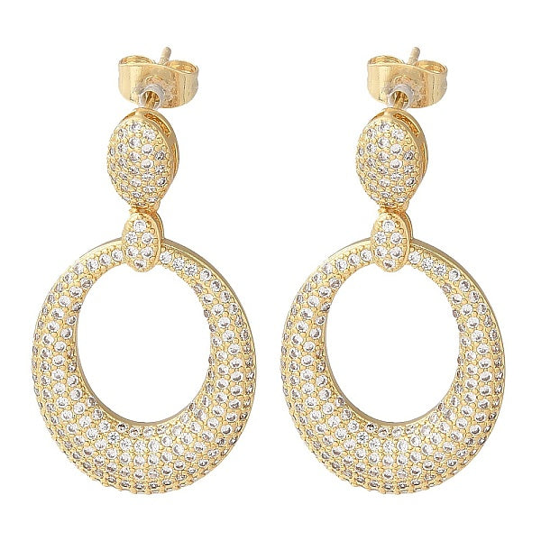 Boucles d'oreilles pendantes en laiton plaqué micro pavé de zircone cubique