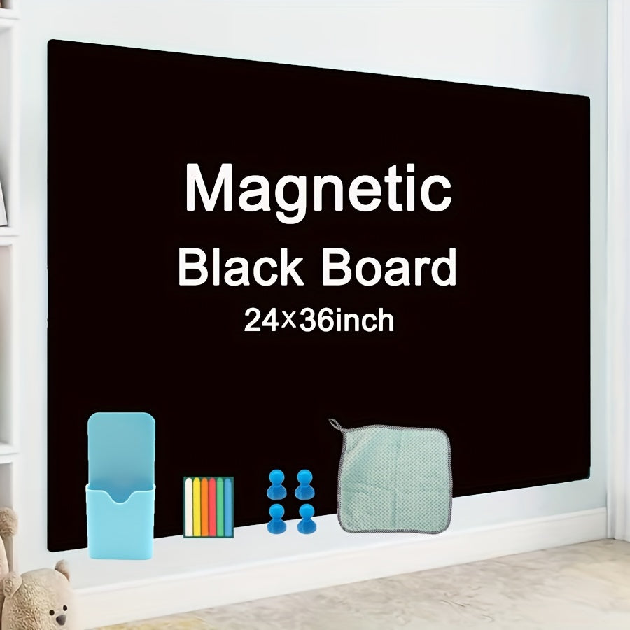 TEMU Self-adhesive Magnetic Blackboard Stickers - Thickened Soft Wall Decals For , 36"x48" & 24"x36" Reusable Dry-erase Surface, No Residue Removable