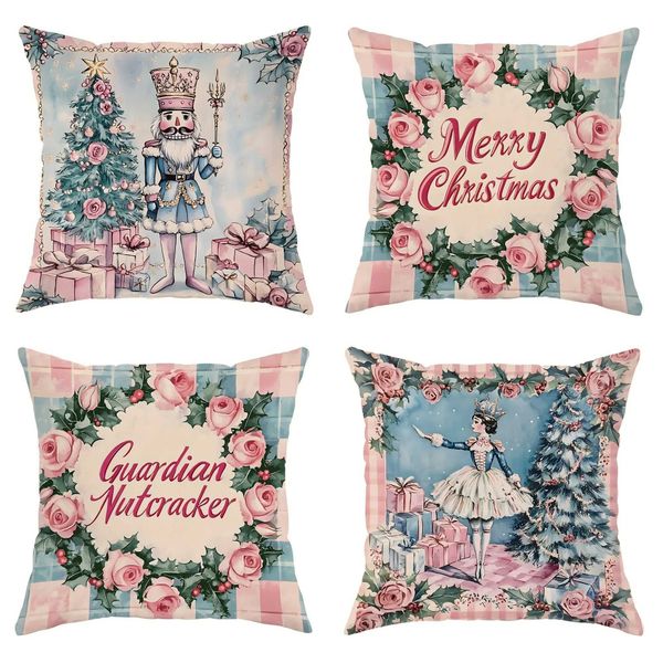 Christmas decoration box Merry Christmas Nutcracker Princess garland pattern design suitable for home sofa cushion cover W241029