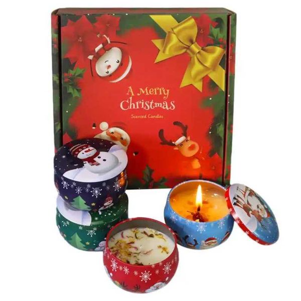 Christmas Soy Candle Gift Set of 4 Natural Aroma Candles for Home Aromatherapy Natural Soy Wax for Home Aroma W250110