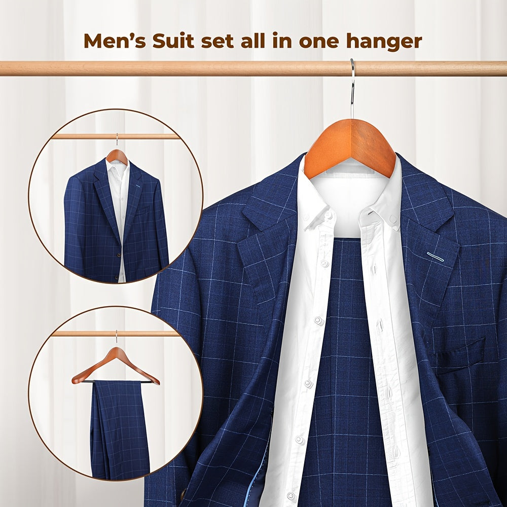 TEMU Coat Hanger 8-pack, Wood Hangers Trouser Hangers Extra Wide Shoulder Wooden Hangers For Heavy Coat, Sweater, Skirt, Suit, Pants, Retro