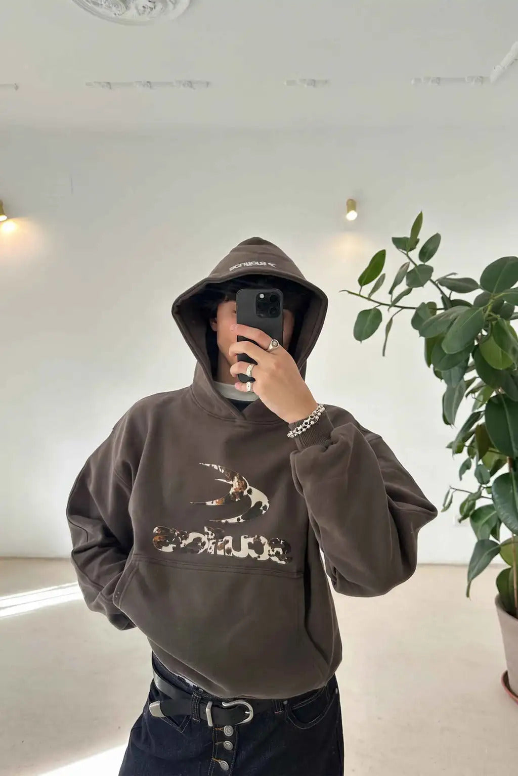 Oversized Safari Brown Hoodie print y2k tracksuit men streetwear tops grunge harajuku sweatshirt clothes clothing 250825