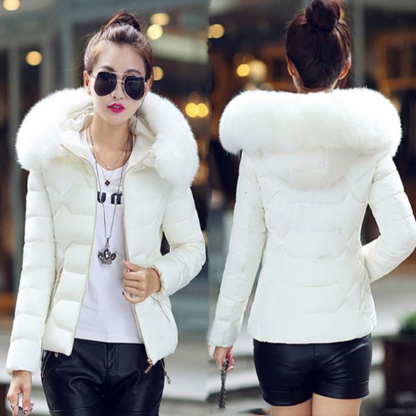 Womens Jackets Autumn Winter Hooded Coat Jacket Women Female Warm Down Cotton With Feather Collar Outerwear Short Parka Jaqueta Feminina 221