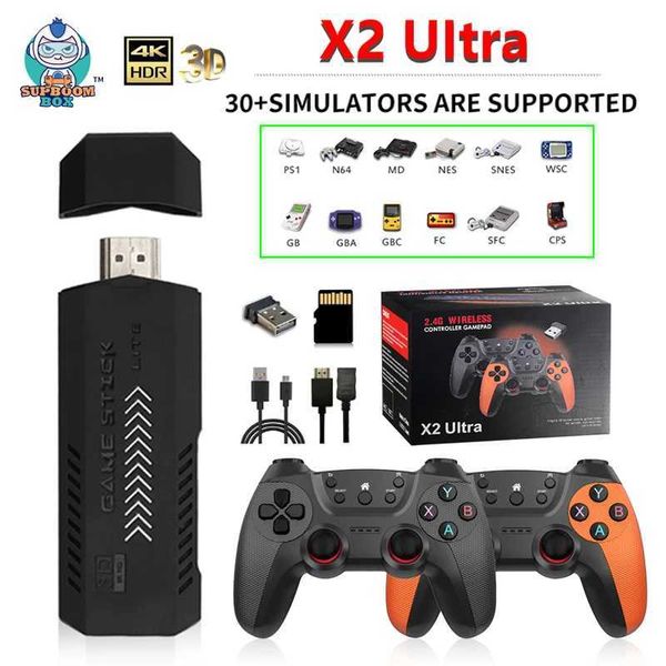 New X2 Ultra Video Game Stick Console Or ONLY 2.4G Double Wireless Controller 4K HD30000 Games 128G Retro Games Christmas Gift Y240808
