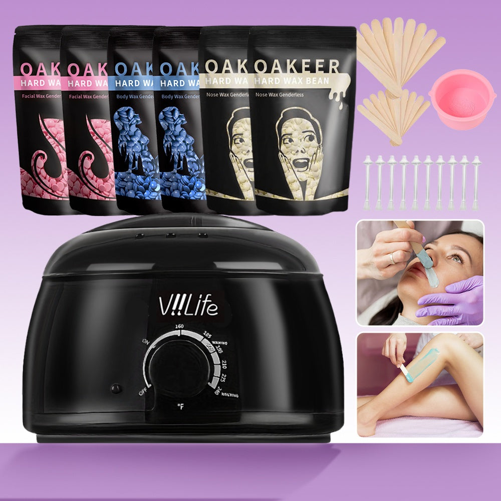 TEMU For Women Men, Hair Removal Wax Warmer With 6 Bags Wax Beans Body Waxing For Eyebrows Nose Cheeks Bikinis, Upgraded Waxing Kit For Home Use