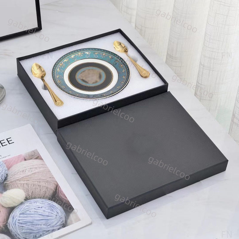 Plates Star Horse Bone China Four Cake Spoon Gift Box Packaging Plate