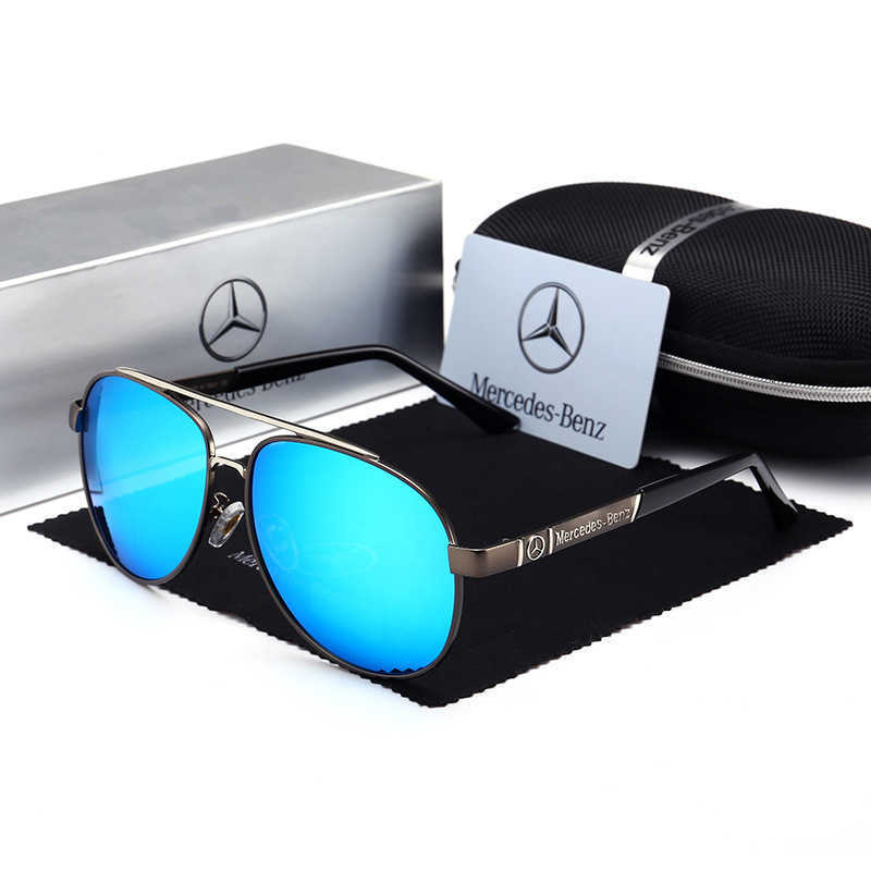 Designer Mercedes-Benz cool sunglasses luxury New Mercedes Benz Men&#039;s Sunglasses Driving Glasses Polarized HD Toad Mirror Large Frame Tide 751
